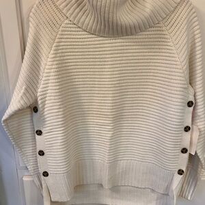 Cozy Cream Turtleneck Sweater with Button Details